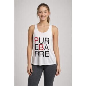 Pure Barre Small Movements Big Results Muscle Tank White Red Sz S